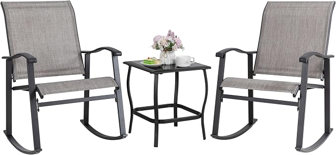Shintenchi 3 Piece Rocking Bistro Set, Outdoor Furniture by Shintenchi