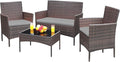 Greesum Patio Furniture 4 Pieces Conversation Sets Outdoor Wicker Rattan Chairs by BuynowfromGreesum