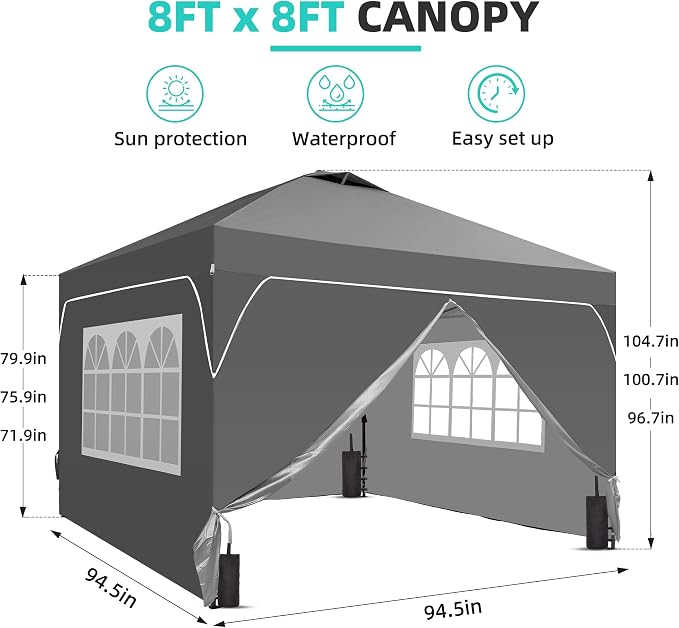 GDY 8x8FT Pop Up Canopy Tent - Image 8
