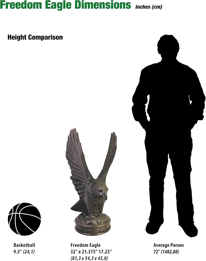EMSCO Group Freedom Eagle Statue 32in Outdoor Garden Decor, Natural Bronze - Image 6