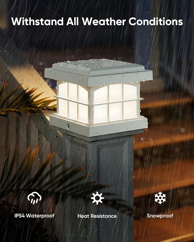 PARTPHONER RGBCW Solar Post Cap Lights 8-Pack, 9 Colors 3 Modes Fence Cap Lights - Image 7