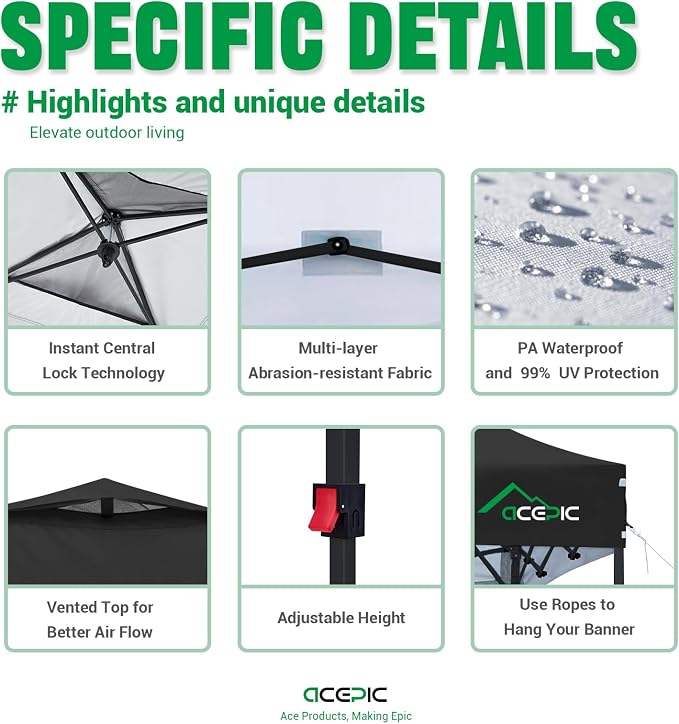 10x10 Pop Up Canopy Tent, 300D Silver-Coating Top, Pop Up Canopy Tent Instant - Image 2