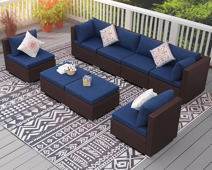 NICESOUL 8 Person Modern Deck Furniture Set, 29.3'' High Back Comfy Outdoor - Image 3