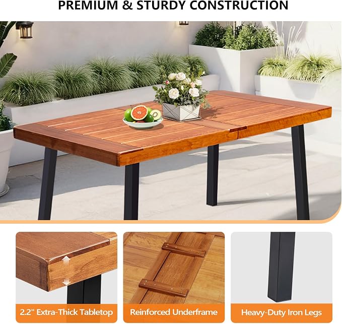 VINGLI 69 Inch Wood Dining Table - Image 6
