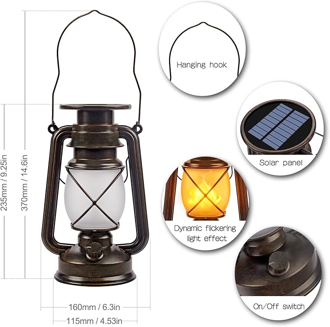 Solar Lantern Outdoor Hanging Solar Lights Dancing Flame Led Waterproof Camping - Image 6