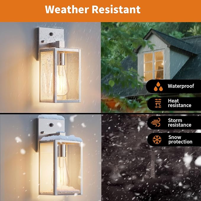2 Pack Silver Dusk to Dawn Exterior Lighting Fixtures Wall Mount, Sensor - Image 3