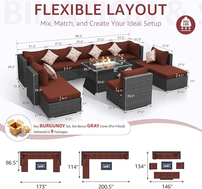 NICESOUL 11 Piece Outdoor Furniture Set - Image 6