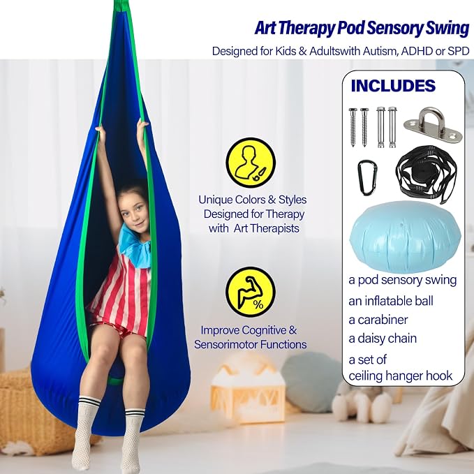 Kids Pod Swing Seat, Max 300 Lbs, Child Sensory Swing Chair Indoor & Outdoor - Image 3