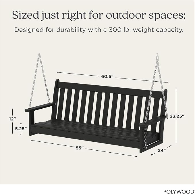 POLYWOOD GNS60BL Vineyard 60" Outdoor Swing - Image 3