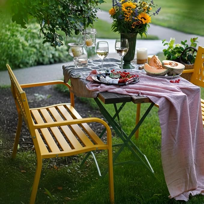 VINGLI 47'' Outdoor Bench, Weather Resistant Garden Patio Bench Powder Coated - Image 9