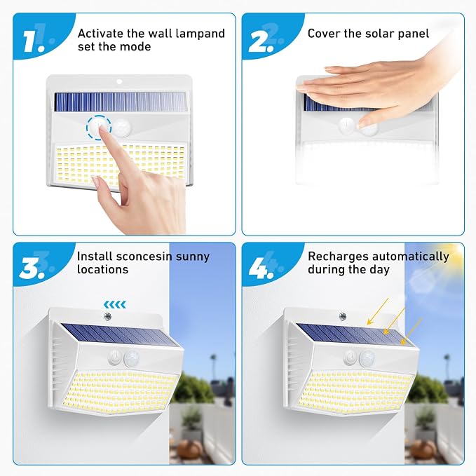 Peasur Solar Lights Outdoor Motion Sensor Solar Security Wall Light - Image 5