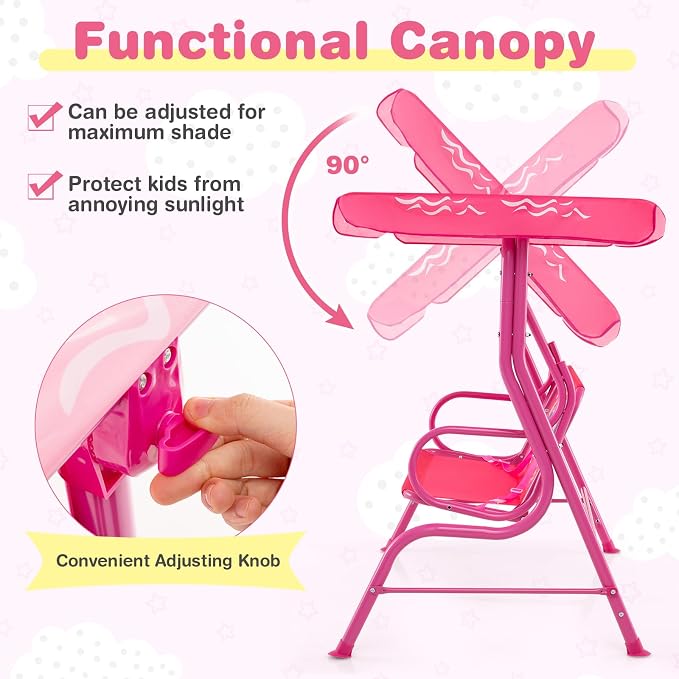 Costzon Kids Porch Swing, All-Weather Patio Swing Bench Hammock w/Adjustable - Image 2