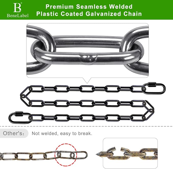 2Pcs 45" Black Heavy Duty Hanging Chains - Image 3