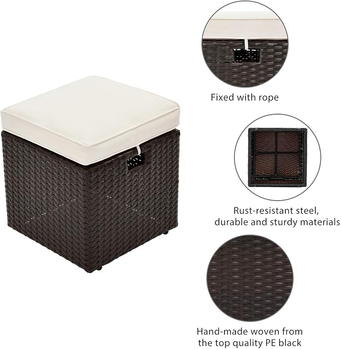 LUMISOL 5 Pieces Outdoor Patio Wicker Sofa Set, Rattan Furniture Sets - Image 8