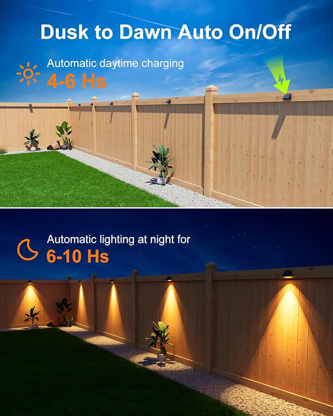8 Pack Decorative Solar Powered Fence Lights Outdoor Waterproof - Image 5