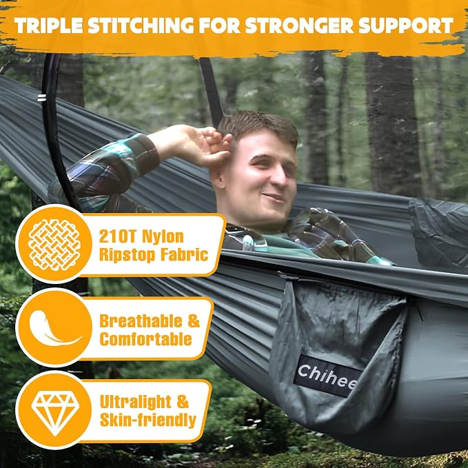 Chihee Ultra-Light Travel Camping Hammock Pop-up Net Hammock 660lbs Load - Image 2