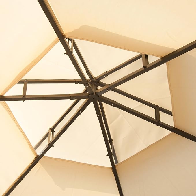 Outsunny 13' x 13' Patio Gazebo, Double Roof Hexagon Outdoor Gazebo Canopy - Image 8