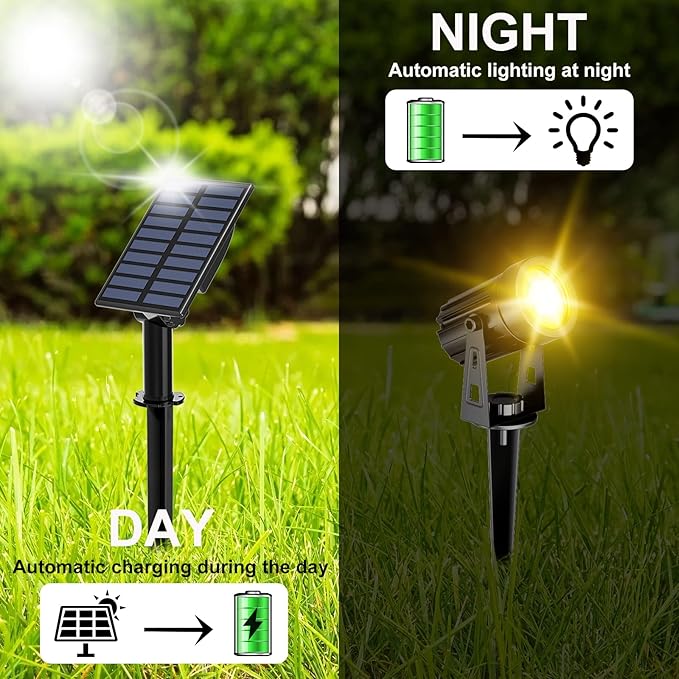T-SUN Solar Spotlights Outdoor Waterproof, Solar Landscape Spotlights, Solar - Image 3