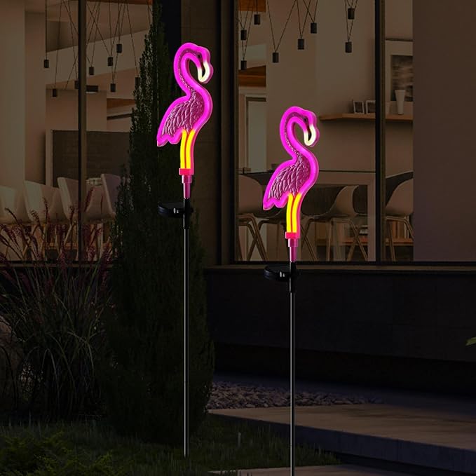 Flamingo Solar Lights Outdoor Decor, Solar Pink Flamingos Outdoor - Image 5