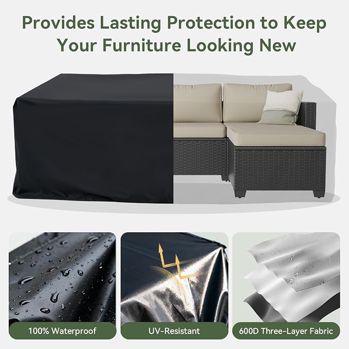 Aoxun 1 Piece 3-Seats Sofa Patio Furniture Set, Wicker Outdoor Furniture - Image 3