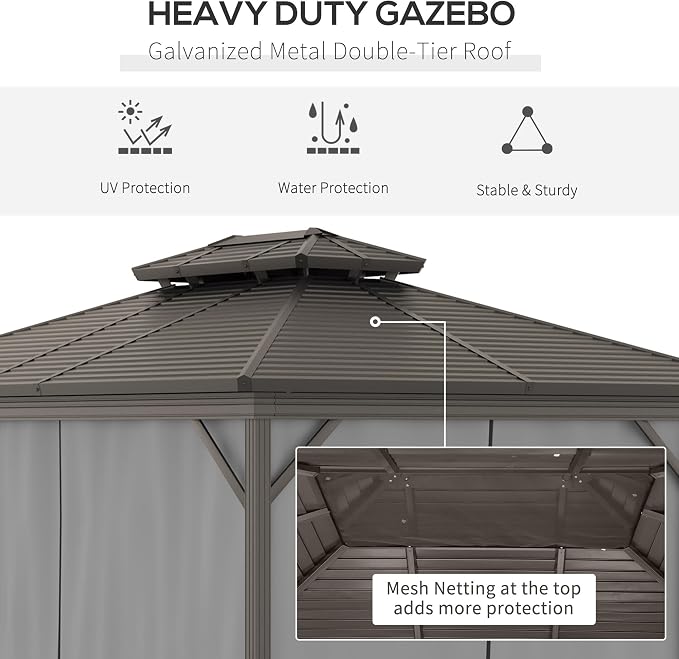 Outsunny 10' x 12' Hardtop Gazebo - Image 3