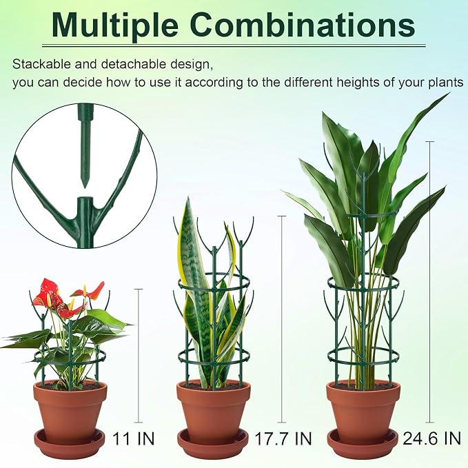 9 Pcs Plant Support Stakes & Plant Cage Support Rings, Plant Supports - Image 3