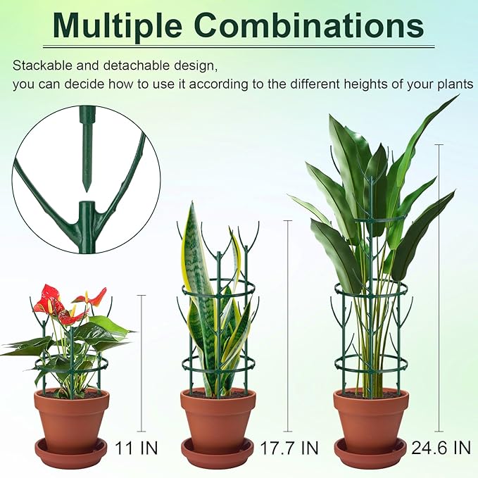 18 Pcs Plant Support Stakes & Plant Cage Support Rings, Plant Supports - Image 3