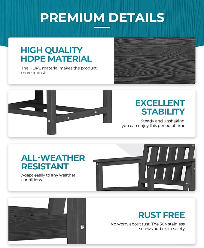 Ciokea Outdoor Patio Dining Chair, HDPE Porch Chairs - Image 4