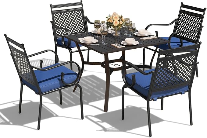 MELLCOM 5 Pcs Patio Dining Set, Outdoor Table and Chairs - Image 9