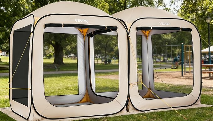 VEVOR 12x6ft 2-in-1 Pop-Up Screen House Tent, Dual Room Screen Gazebo, Portable by VEVOR
