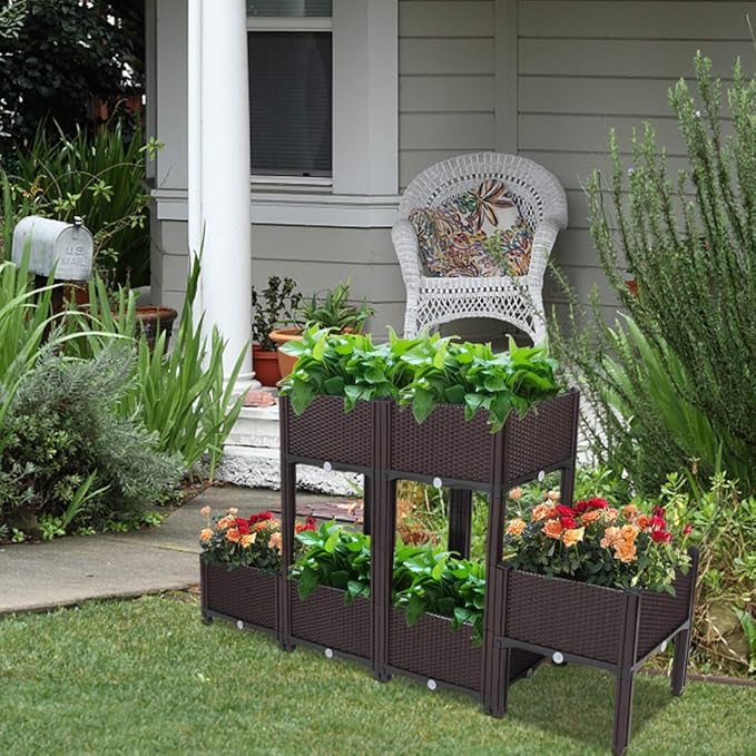 VINGLI Square Raised Garden Bed, Self-Watering Plastic Planter - Image 3