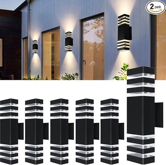 6Pack 15inch LED Square Up & Down Wall Lights, 14W Outdoor Wall Light 4000K Day by MUCLUD