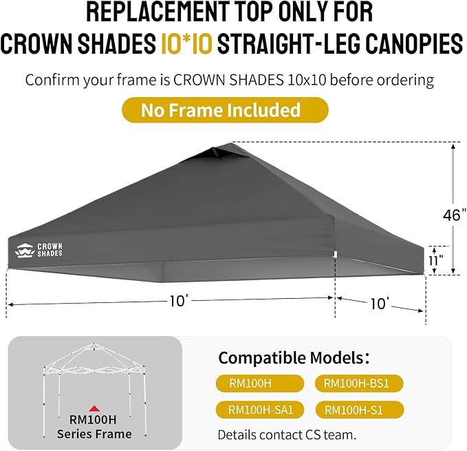 CROWN SHADES 10x10 Canopy Replacement Top - Image 3