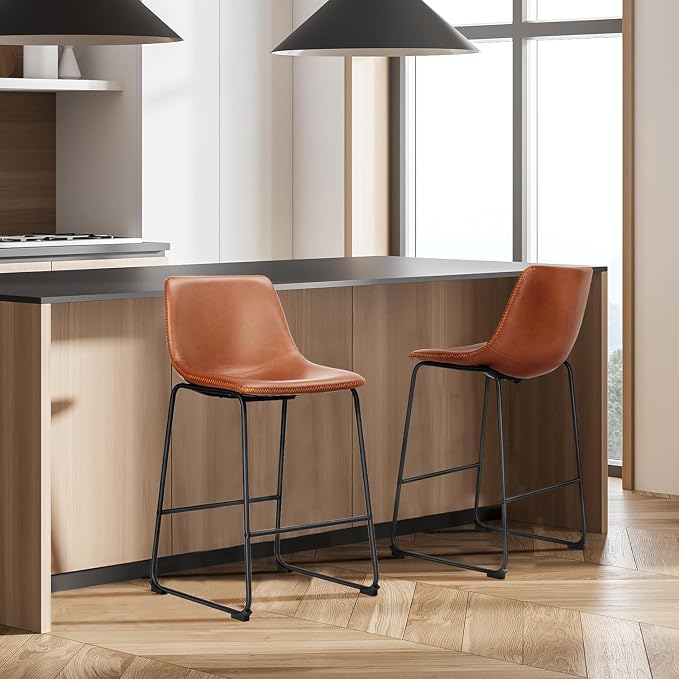 DUMOS 26 Inch Counter Height Bar Stools Set of 4, Modern Faux Leather High - Image 7