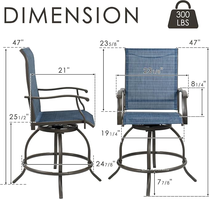 Kozyard Isabella Outdoor Swivel Bar Stools, Counter Height Patio Swivel Chairs - Image 2