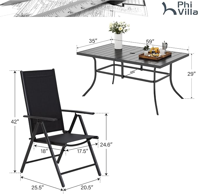 PHI VILLA 7 Piece Patio Dining Set - Image 7