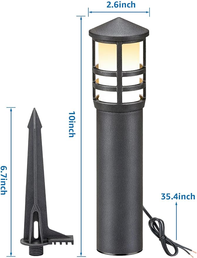 SUNVIE 4-Pack Low Voltage Pathway Lights 3W 3000K 12-24V LED Landscape Bollard - Image 7