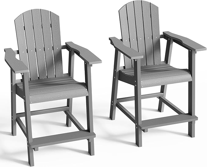 DWVO 25" Tall Adirondack Chair Set of 2, Poly Bar Height Balcony Chairs by DWVO