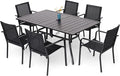 Patio Dining Set for 6, 7-Piece Outdoor Furniture Rectangular Table and 6 Metal by Anmutig