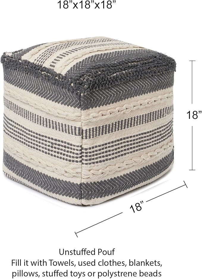 REDEARTH · UNSTUFFED Pouf Ottoman Cover Textured Cube Bean Bag Poof Pouffe - Image 3
