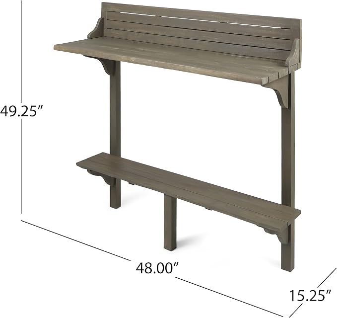 Christopher Knight Home Caribbean Outdoor Acacia Wood Balcony Bar Table - Image 3