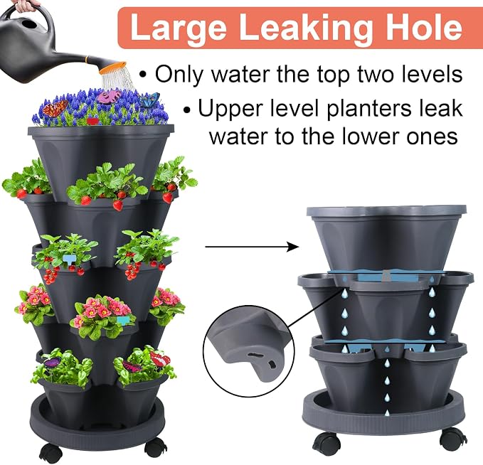 DUNCHATY Stackable Planter, Vertical Strawberry Planter - Image 6