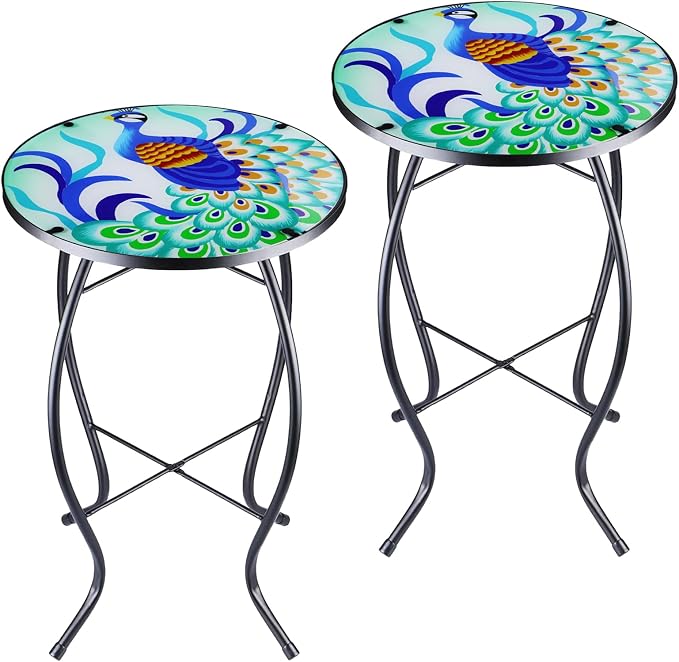 2PCS 12 Inch Small Outdoor Side Table by Arbuxzuy