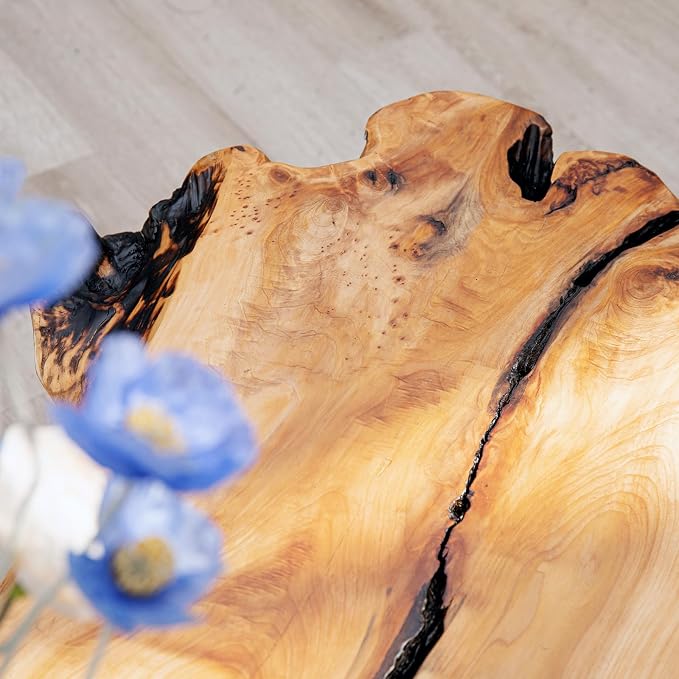 WELLAND Live Edge Cedar Wood Coffee Table Metal Hairpin Legs 32.5" W x 17" D x - Image 8