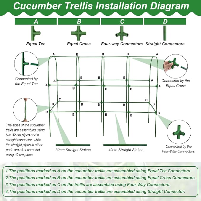 67 x 50 Cucumber Trellis for Raised Bed, U-Shape Metal Large Garden Trellis for - Image 7