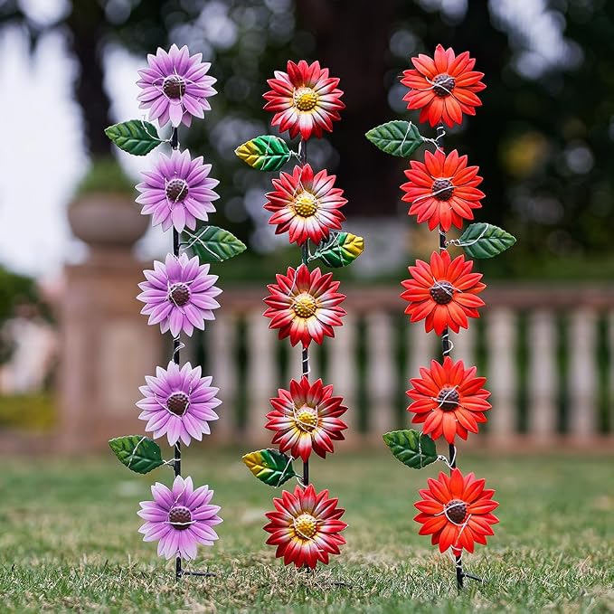 Set of 3 Solar Garden Lights, 22.6'' H Flowers Decorative Garden Stakes - Image 6