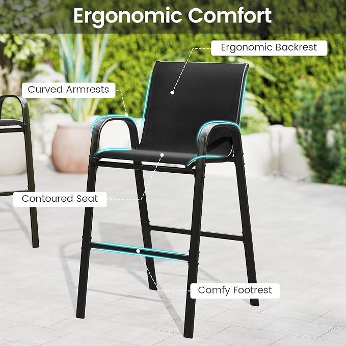 Tangkula 3 Piece Outdoor Bar Set, Patio Bar Height Table & Armchairs - Image 6