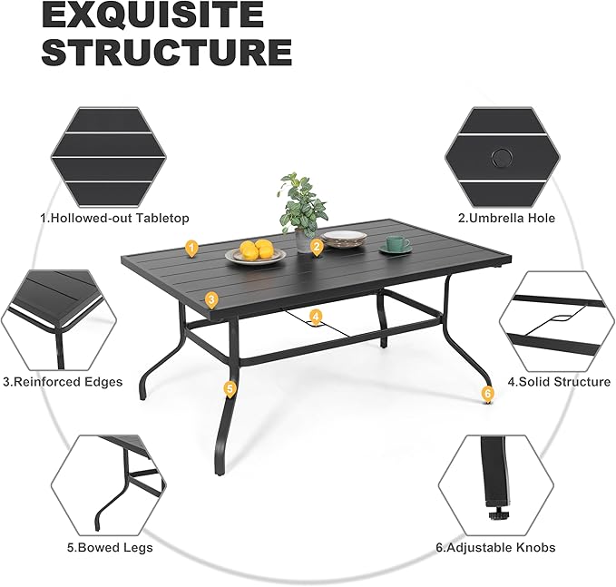 NUU GARDEN 7 Pieces Outdoor Dining Sets, Textilene Swivel Patio Table and - Image 9