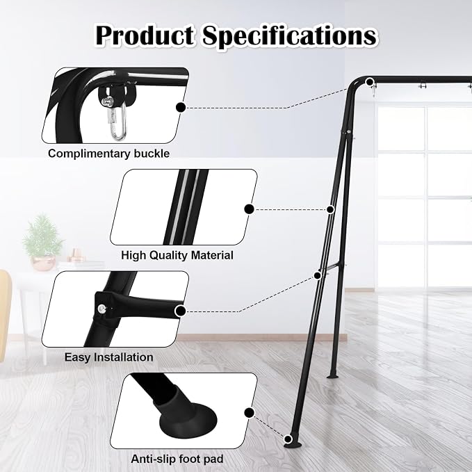 Hammock Chair Stand, Heavy-Duty A-Frame Metal Swing Stand - Image 3