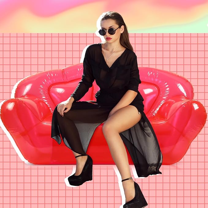 Kigley Inflatable Chair Blow Up Couches Transparent Inflatable Sofa Seat Yard - Image 6